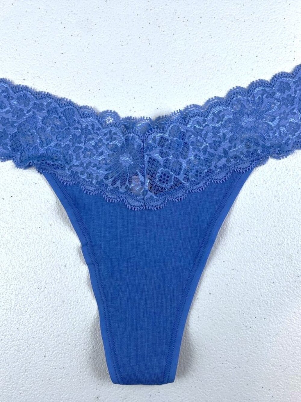Victoria's Secret Lace Waist Purple Cotton Thong Panty. Size Medium